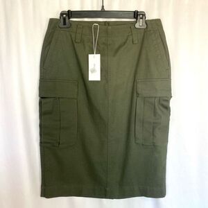 New NWT Vince Women's Utility Cargo Skirt Army Green Knee Length Pockets Women 4